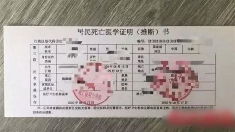 中國可買「死亡證明」！一張800元
