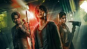 Netflix年度神劇《Sweet  Home》超人氣小鮮肉宋江、李到睍、實力派演員李陣郁及女星李施昤（前譯：李是英）。（圖／Netflix提供）