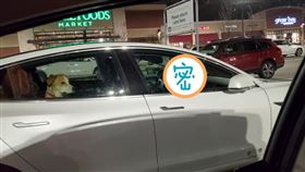 狗狗被獨自留在車內，讓經過的米蘭達相當擔心。（圖／翻攝自Miranda Edwards臉書）