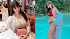 網美夏筠婷，在IG上曬度假自拍照，只見她裹著浴袍，衣襟大開露出雪白「UU奶」，讓粉絲大飽眼福。（圖／翻攝自夏筠婷IG）