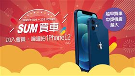 ▲SUM買車加入會員，即可周周抽iPhone 12!（圖／業者提供）
