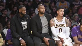 LeBron James,DeMarcus Cousins,Kyle Kuzma,輪休,板凳。（圖／美聯社／達志影像）