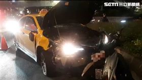 市民大道、承德路、計程車、機車、車禍 翻攝畫面