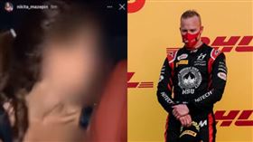 富二代F1賽車「手伸後座」襲胸女模　車隊怒了（圖／翻攝自F1 Sport YouTube、梅澤賓IG）