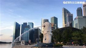 新加坡魚尾獅，夜景