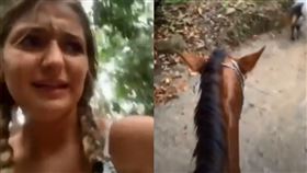 ▲派對喝到爛醉！美國正妹酒醒驚在騎馬（圖／翻攝自lizzyfromtheblock99 TikTok）