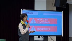 指揮中心疫情監測組副組長劉定萍表示，世界衛生組織（WHO）上週接獲中國通報1例新型A型流感H5N6病例，為居住於江蘇省常州市81歲農婦，已逝世，是中國時隔逾1年再現H5N6病例。（記者：簡浩正）