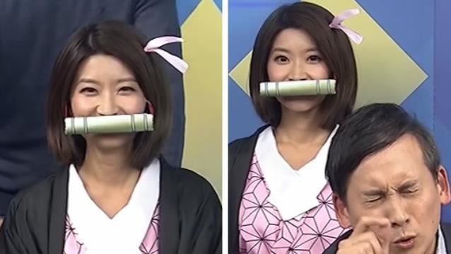 玩開了？！中天女記者扮起「禰豆子」