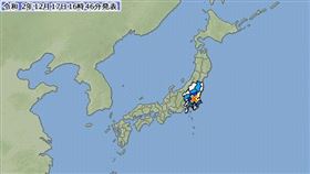 下午4時42分（台灣時間下午3時42分）左右，關東地區觀測到規模4.6地震，震央在茨城縣南部，地震深度約50公里，最大震度4。（圖／翻攝自日本氣象廳）