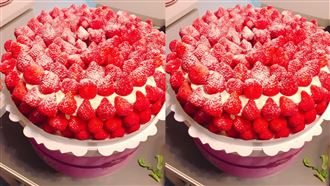 整塊蛋糕都草莓！超浮誇蛋糕　網激推