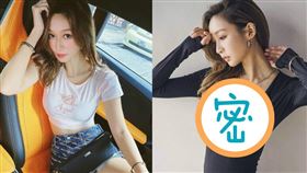 樂宜穿超級深V連身泳衣，上下全失守。（圖／翻攝自lok_lokyii IG）