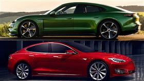 ▲保時捷Taycan對決特斯拉Model S。（圖／翻攝自Porsche、Tesla官網）