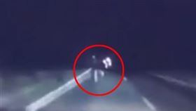 深夜的公路突然出現「1雙腿」，快速穿過馬路。（圖／翻攝自YouTube／CH6）