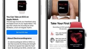蘋果公司Apple Watch Series 4與後續錶款上的「心電圖」App已獲得衛生福利部食品藥物管理署批准。（圖／翻攝自蘋果支援服務網頁support.apple.com）