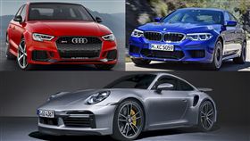 ▲保時捷911 Turbo S對決BMW M5、Audi RS3（圖／翻攝自Porsche、BMW、Audi官網） 