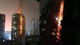 火警,烈焰,大樓,重慶(翻攝自 微博)
