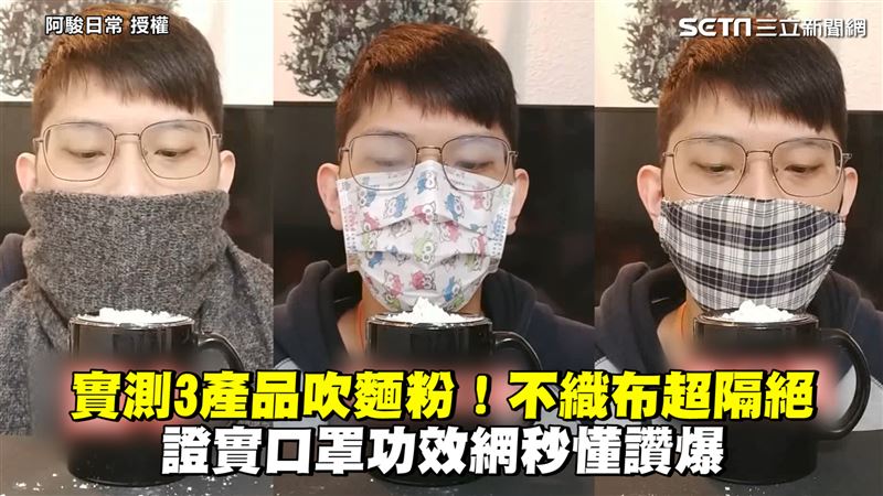 3產品吹麵粉　證實口罩功效網秒懂