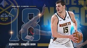 Nikola Jokic寫下18助攻的紀錄。（圖／翻攝自金塊官方推特）