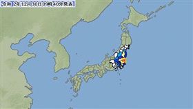 日本地震。（圖／翻攝自日本氣象廳）