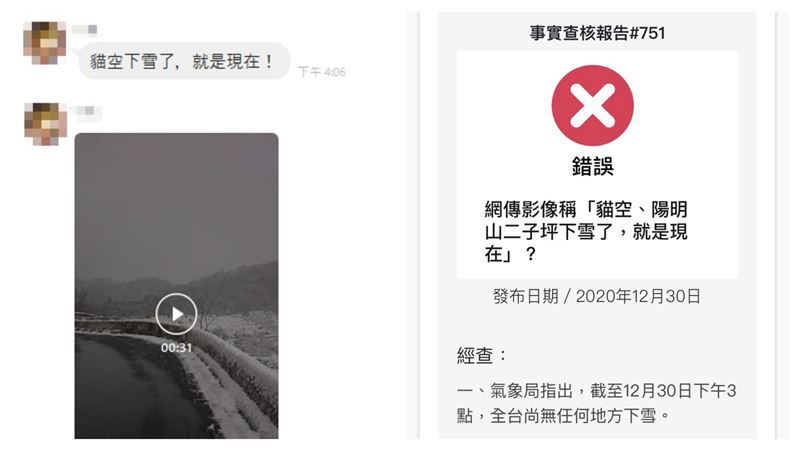 假消息！查核中心證實：貓空沒下雪