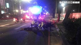 淡水,重機,車禍,義交 翻攝畫面