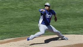 ▲柳賢振2013年穿上洛杉磯道奇球衣。（資料照／美聯社／達志影像）