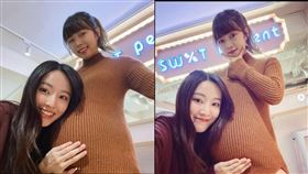簡廷芮挺孕肚和安婕希合照。還有妹妹簡廷倪。（圖／翻攝自安婕希簡廷芮IG）