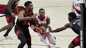 ▲雙槍飆50分，拓荒者不敵公牛。（圖／美聯社／達志影像）