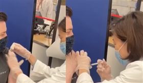 戴維和朋友逛街被攔下，意外獲得接種武肺疫苗的機會。（圖／翻攝自戴維抖音）