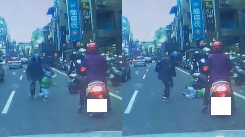 幼童衝出馬路！家長「一掌打趴」惹議