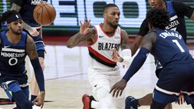 ▲里拉德（Damian Lillard）單場7顆三分球攻下39分。（圖／美聯社／達志影像）