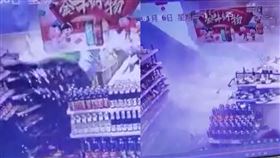 中國／恐怖！中國超市整片牆突坍塌　顧客被壓到淹沒在廢墟（圖／翻攝自新京報微博）