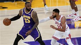▲詹姆斯（LeBron James）三分球5投0中。（圖／美聯社／達志影像）