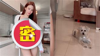 正妹在家自拍穿太辣　愛犬看呆瞪大眼