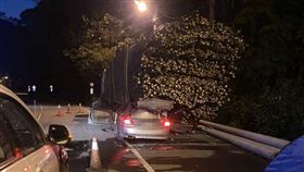 尖石,轎車,竹子,插入,（圖／民眾提供）