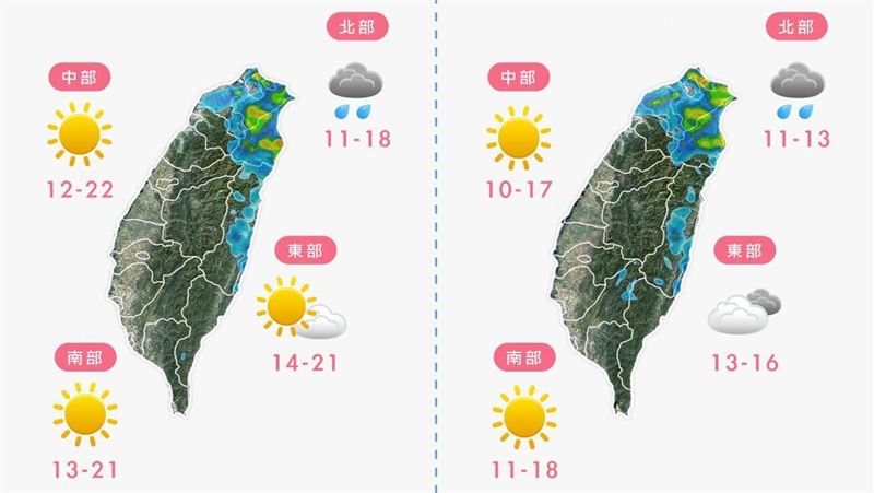 週末強冷空氣再襲！一圖看懂降雨熱區