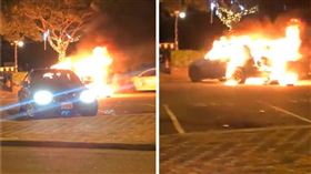 湖口服務區,火燒車,廢鐵,新竹,翻攝臉書爆料公社