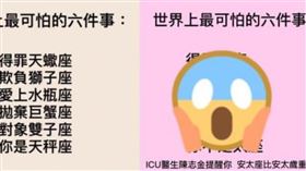 世界上最可怕的六件事,星座,國師,唐綺陽,陳志金,太座。(圖/翻攝自Icu醫生陳志金臉書)