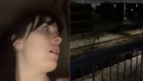 依芙琳住的社區晚上突然響起「殺戮日」的警報，嚇得她打給母親求助。（圖／翻攝自依芙琳抖音） 