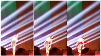 影／正妹激動演講　下秒腿間滑出這支