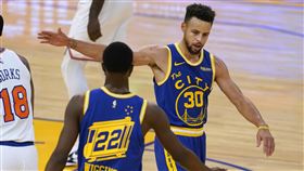 ▲柯瑞（Stephen Curry）投進5顆三分球。（圖／美聯社／達志影像）