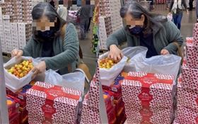 大嬸在好市多挑選櫻桃又翻又搖（圖／翻攝自爆怨公社）