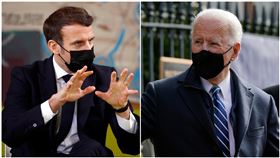 法國總統馬克宏、美國總統拜登，組合圖／美聯社／達志影像