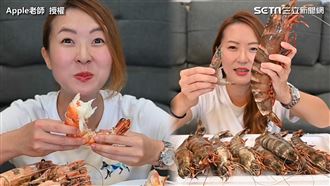 鹽烤巨大手臂蝦　正妹咬下爆汁超滿足