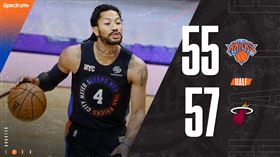 ▲「飆風玫瑰」羅斯（Derrick Rose）首度披上尼克球衣出賽。（圖／翻攝自尼克推特）