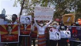 緬甸,政變,翁山蘇姬（圖／美聯社／達志影像）