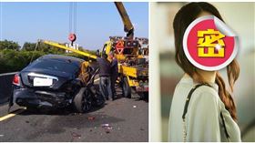 勞斯萊斯追撞,國道車禍,世新小昆凌,李穎(圖/翻攝畫面)