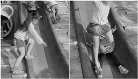 國小妹「橫跨跳」溜滑梯！3歲女慘被輾壓　家長反應網氣炸（圖／翻攝自爆料公社二社）