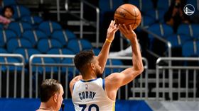 ▲柯瑞（Stephen Curry）單場投進6顆三分球攻下29分。（圖／翻攝自勇士推特）