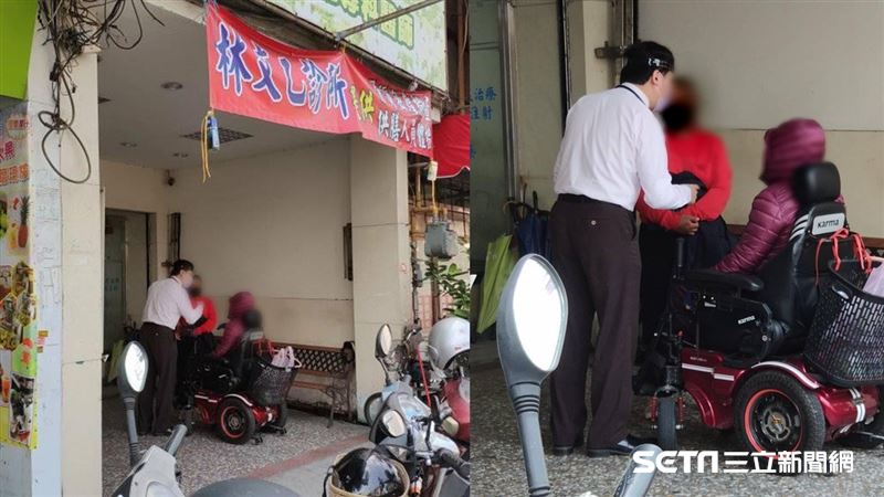 患者坐輪椅不便　醫走到騎樓替她看診